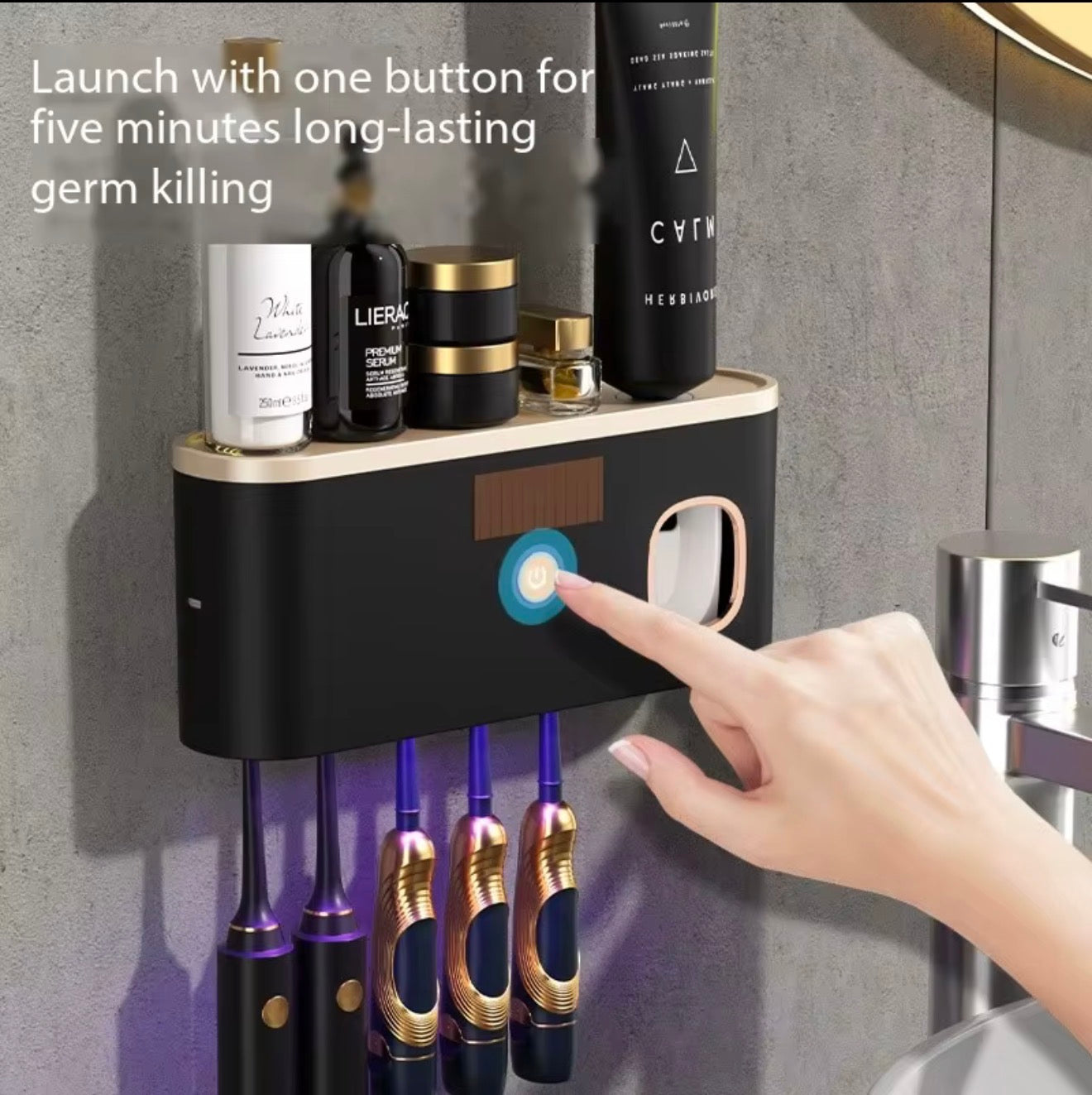 Support de Stérilisateur de Brosses à Dents UV Mural OEM – Rechargeable avec Minuteur, Désinfection UV Led sans Fil