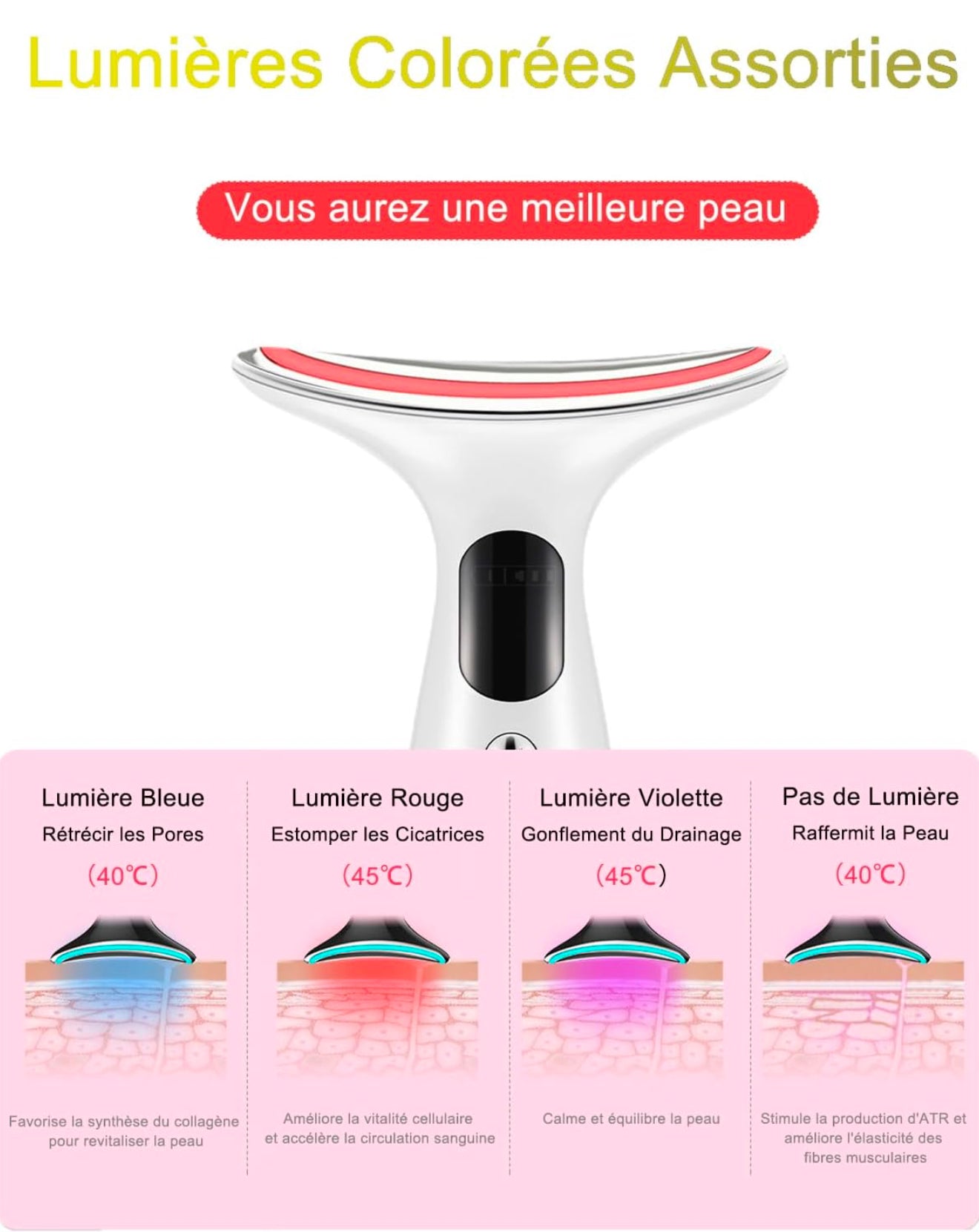 Appareil rajeunissant lifting visage et cou qualité supérieur